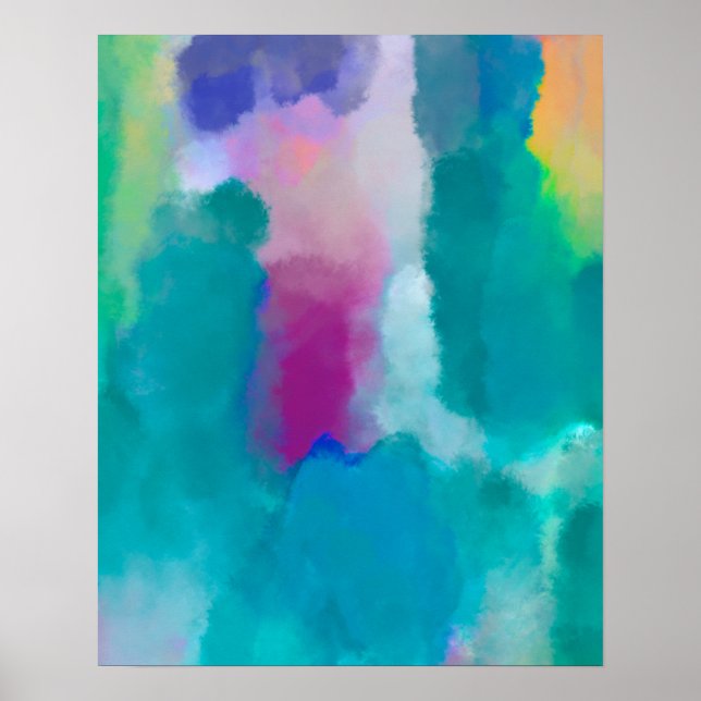 Colourful Abstract Watercolour Painting Poster (Front)