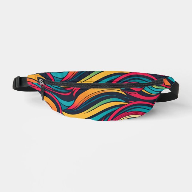 Colourful Abstract Wave Pattern Bum Bags (Front)