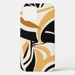 Colourful abstract wave pattern on beige. Vintage  iPhone 12 Case