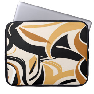 Colourful abstract wave pattern on beige. Vintage Laptop Sleeve