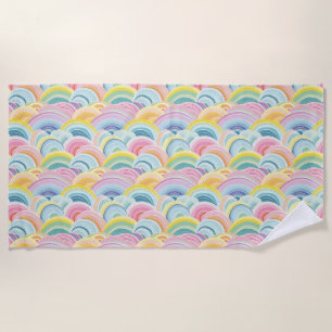 Colourful Abstract Waves Beach Towel