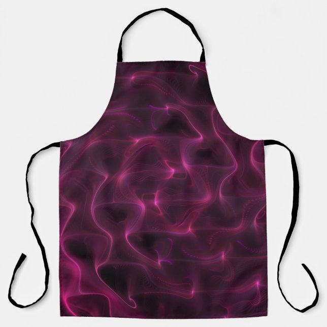 Colourful Abstract Waves Black Background Apron (Front)