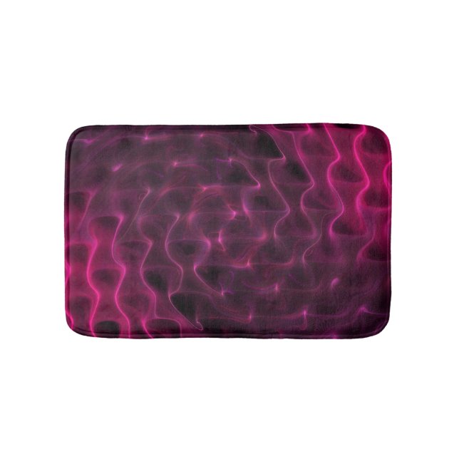 Colourful Abstract Waves Black Background Bath Mat (Front)