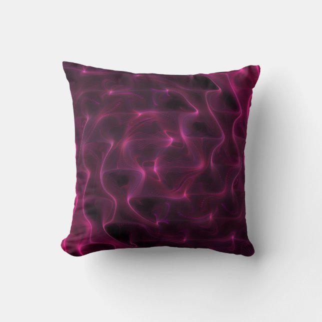 Colourful Abstract Waves Black Background Cushion (Front)
