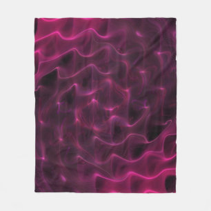 Colourful Abstract Waves Black Background Fleece Blanket