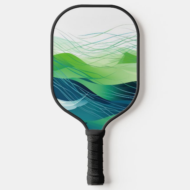 Colourful abstract waves design   pickleball paddle (Front)