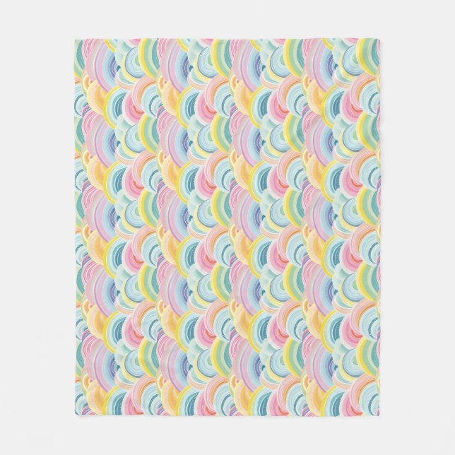Colourful Abstract Waves Fleece Blanket (Front)