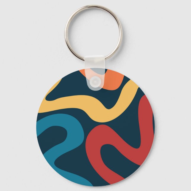 Colourful abstract waves key ring (Front)