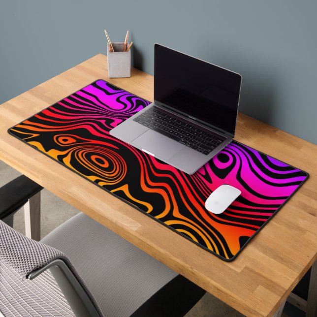 Colourful Abstract Waves Modern Design Desk Mat (Office 2)
