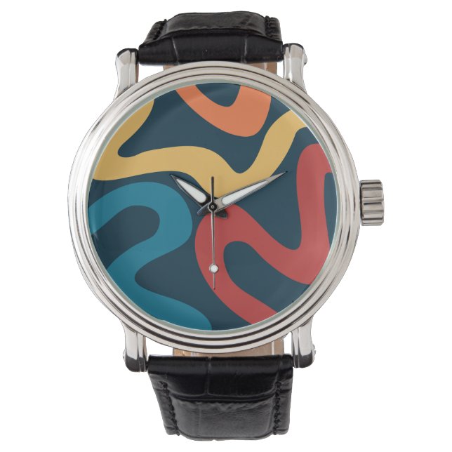 Colourful abstract waves watch (Front)