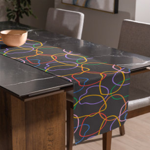 Colourful Abstract Wavi lines Pattern Long Table Runner