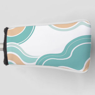 Colourful abstract wavy blue orange brown golf head cover