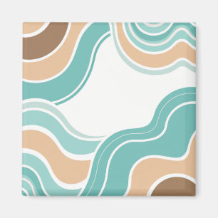Colourful abstract wavy blue orange brown magnet