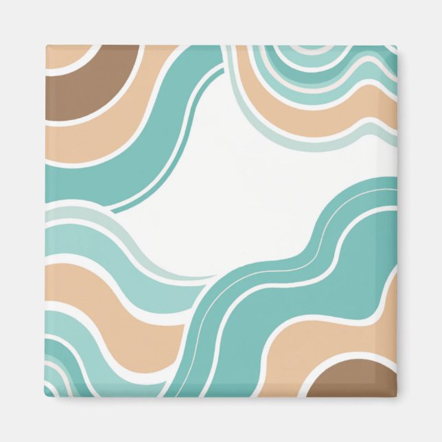 Colourful abstract wavy blue orange brown magnet (Front)