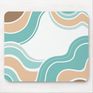 Colourful abstract wavy blue orange brown mouse mat