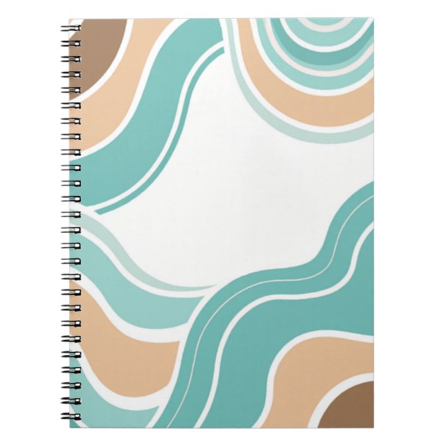 Colourful abstract wavy blue orange brown notebook (Front)