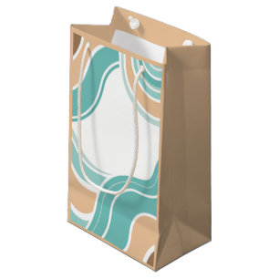 Colourful abstract wavy blue orange brown small gift bag