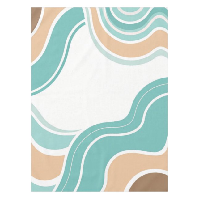 Colourful abstract wavy blue orange brown tablecloth (Front)