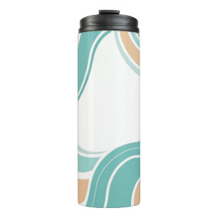 Colourful abstract wavy blue orange brown thermal tumbler