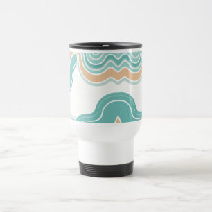 Colourful abstract wavy blue orange brown travel mug