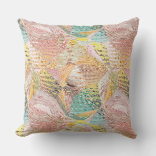 Colourful Abstract Wavy Geometric Pattern Cushion