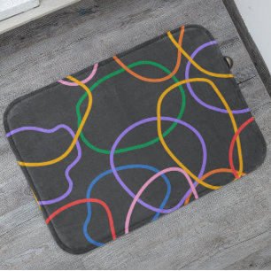 Colourful Abstract Wavy Lines Pattern Bath Mat