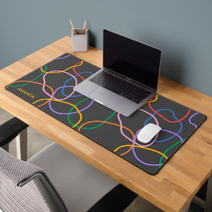Colourful Abstract Wavy Lines Pattern Desk Mat