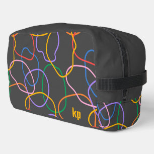 Colourful Abstract Wavy lines Pattern Monogram Dopp Kit