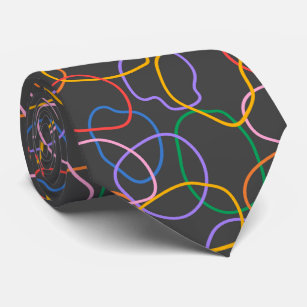 Colourful Abstract Wavy Lines Pattern Tie