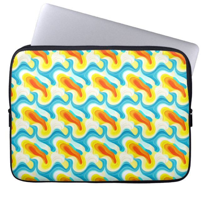 Colourful Abstract Wavy Pattern Laptop Sleeve (Front)