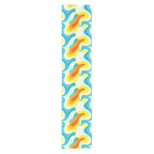 Colourful Abstract Wavy Pattern Short Table Runner (Front)