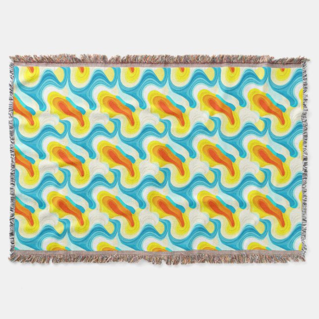 Colourful Abstract Wavy Pattern Throw Blanket (Front)