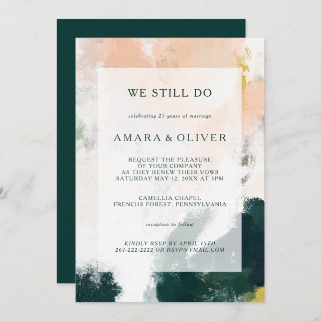 Colourful Abstract We Still Do Vow Renewal Invitation (Front/Back)