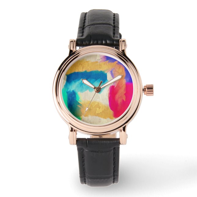 Colourful Abstract Wearable Art Watch (Front)