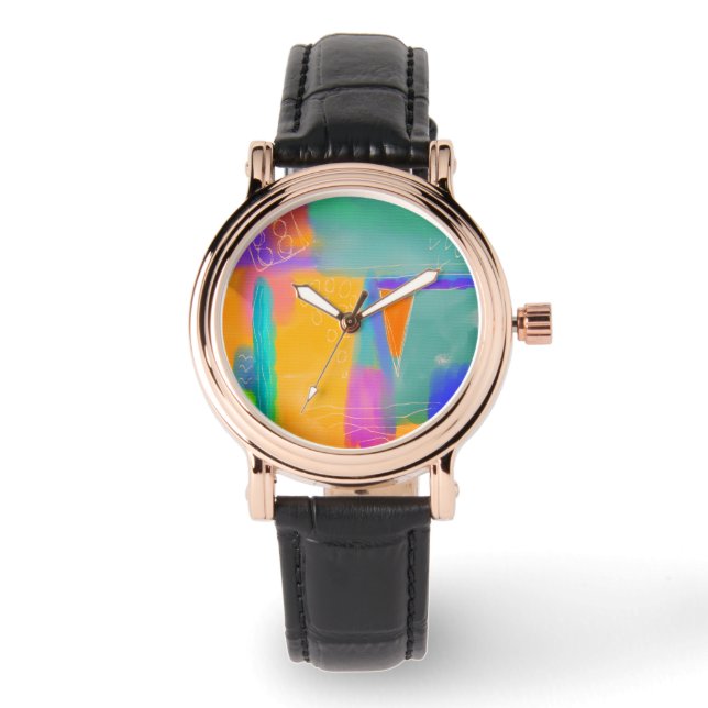 Colourful Abstract Wearable Art Watch (Front)