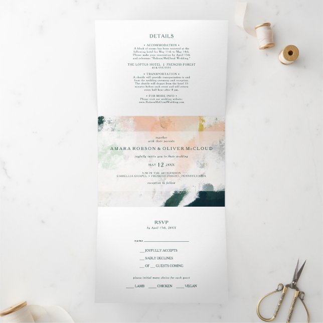 Colourful Abstract Wedding All In One Tri-fold Invitation (Inside)
