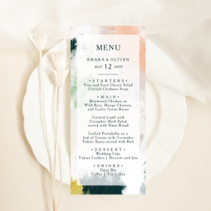 Colourful Abstract Wedding Dinner Menu