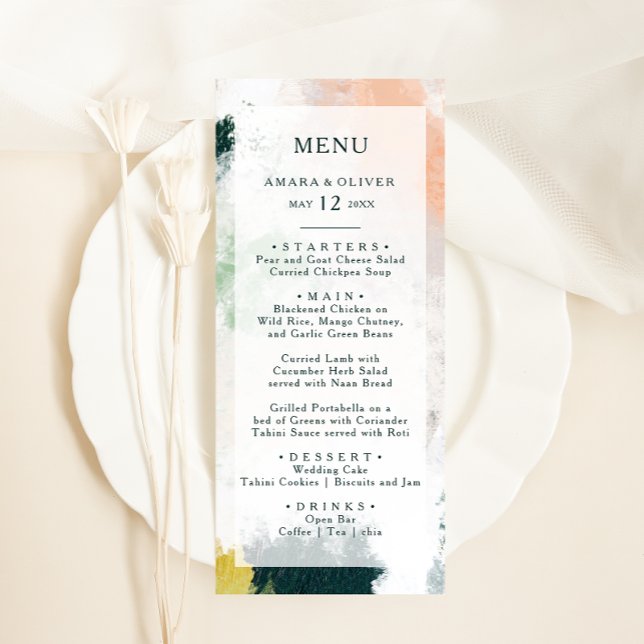 Colourful Abstract Wedding Dinner Menu (Creator Uploaded)