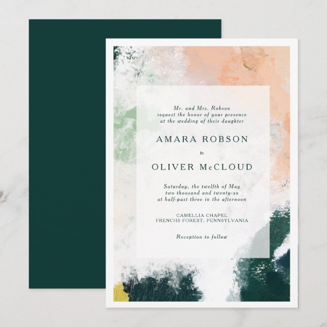 Colourful Abstract Wedding Invitation (Front/Back)