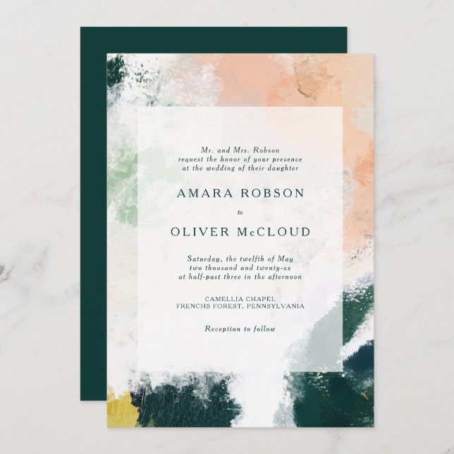 Colourful Abstract Wedding Invitation (Front/Back)