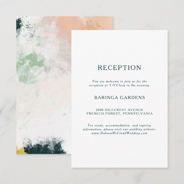 Colourful Abstract Wedding Reception Card (Front/Back)