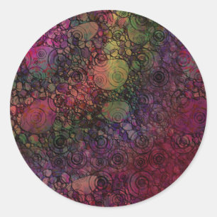 Colourful Abstract with Black & Grungy Circles Classic Round Sticker