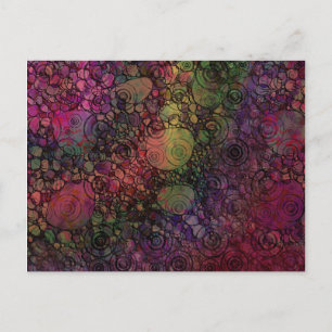 Colourful Abstract with Black & Grungy Circles Postcard