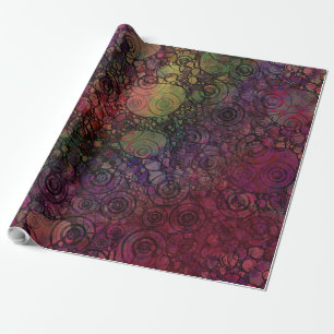 Colourful Abstract with Black & Grungy Circles Wrapping Paper