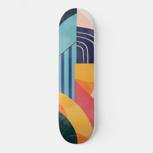Colourful abstract with line patterns skateboard