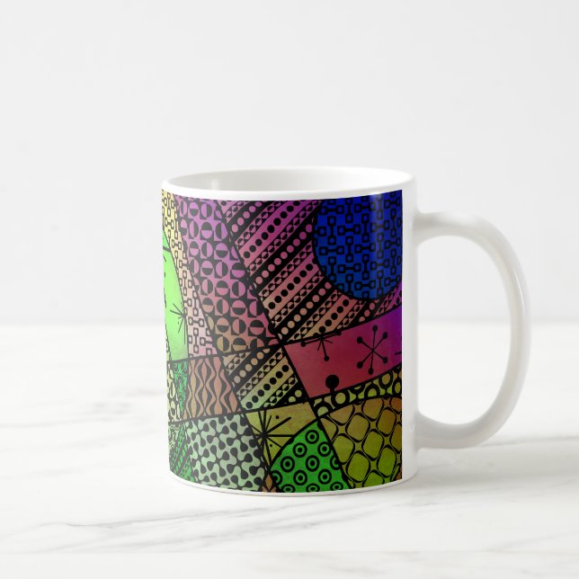 Colourful Abstract with Textures & Patterns Coffee Mug (Right)