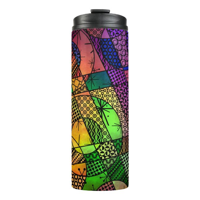 Colourful Abstract with Textures & Patterns Thermal Tumbler (Front)