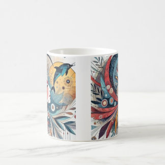 "Colourful Abstract Woman and Dolphin Art – Artist Coffee Mug