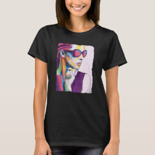 Colourful Abstract Woman Face Women Girl Sunglasse T-Shirt