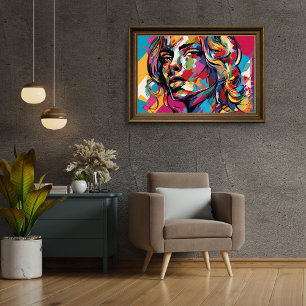 Colourful Abstract Woman Pop Art Design  Poster